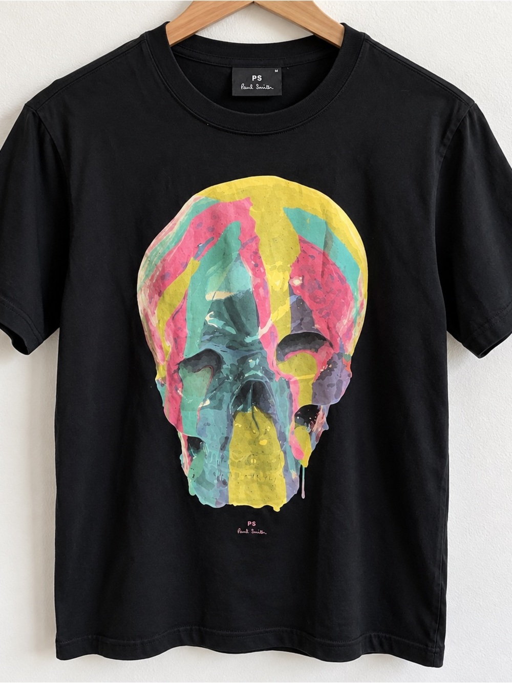 Paul Smith Black Tee with Multicolor Painted Skull